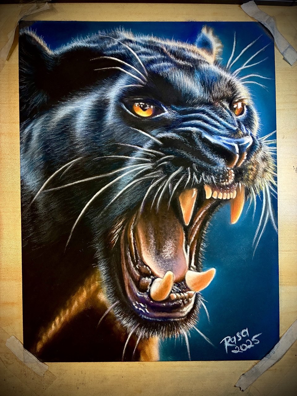 Original pastel panther portrait from Wild Safari Collection by Artistry by Rasa